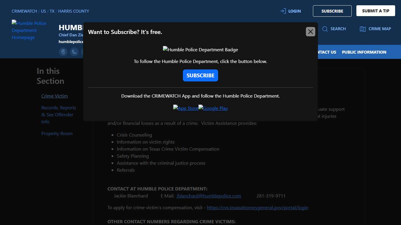 Crime Victim | Humble Police Department